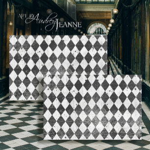 Harlequin Ephemera Black n White Wood Decoupage Seidenpapier
