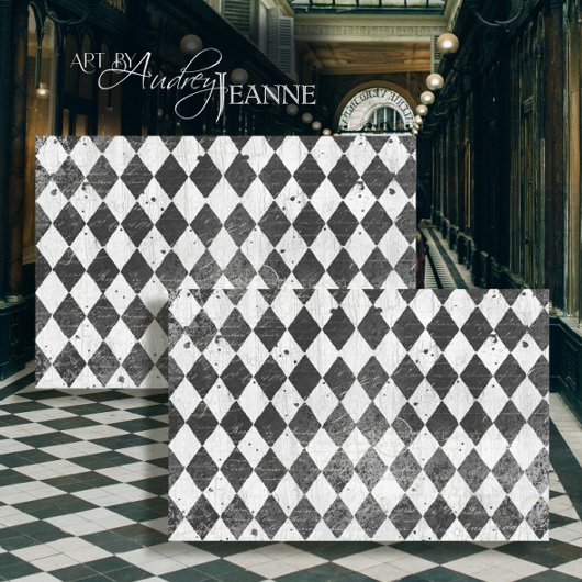 Harlequin Ephemera Black n White Wood Decoupage Seidenpapier