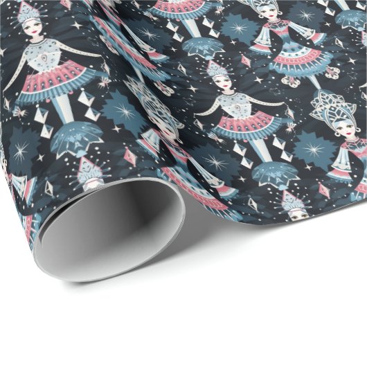 Harlequin, faszinierendes Nutcracker Ballet Geschenkpapier (Rolleneckpunkt)