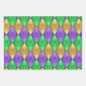 Harlequin Fleur-de-Lis Mardi Gras-Muster Geschenkpapier Set (Vorderseite 2)
