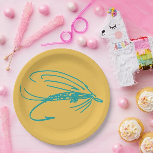 Harlequin Fly Fishing Lures Muster Pappteller (Party)