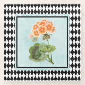 Harlequin Gerahmt Geranium Botanical Glasuntersetzer (Vorderseite)