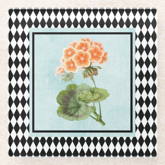 Harlequin Gerahmt Geranium Botanical Glasuntersetzer (Vorderseite)