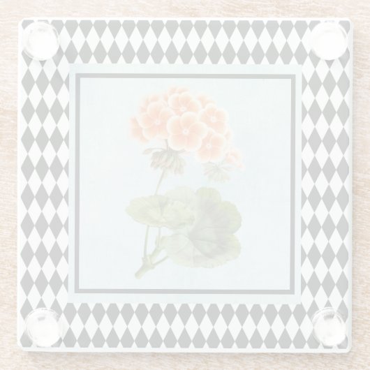 Harlequin Gerahmt Geranium Botanical Glasuntersetzer (Rückseite)