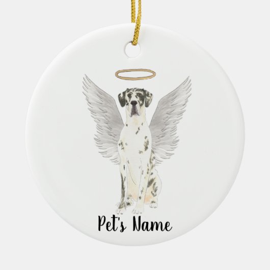 Harlequin Great Dane Beileid Memorial Keramik Ornament (Vorne)