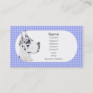 Harlequin Great Dane Blue Karo Business Card Visitenkarte