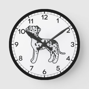 Harlequin Great Dane Cartoon Dog Illustration Runde Wanduhr
