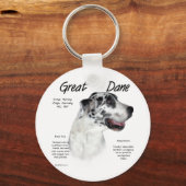 Harlequin Great Dane History Design Schlüsselanhänger (Vorderseite)