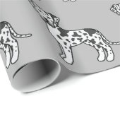 Harlequin Great Dane Hunde Muster auf Grau Geschenkpapier (Rolleneckpunkt)
