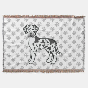 Harlequin Great Dane Niedlich Cartoon Dog Decke