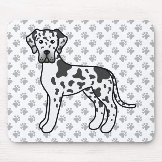 Harlequin Great Dane Niedlich Cartoon Dog Mousepad (Vorne)