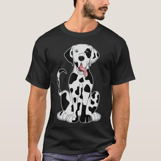Harlequin Great Dane Shirt für Damen und Herren Fr (Vorderseite)
