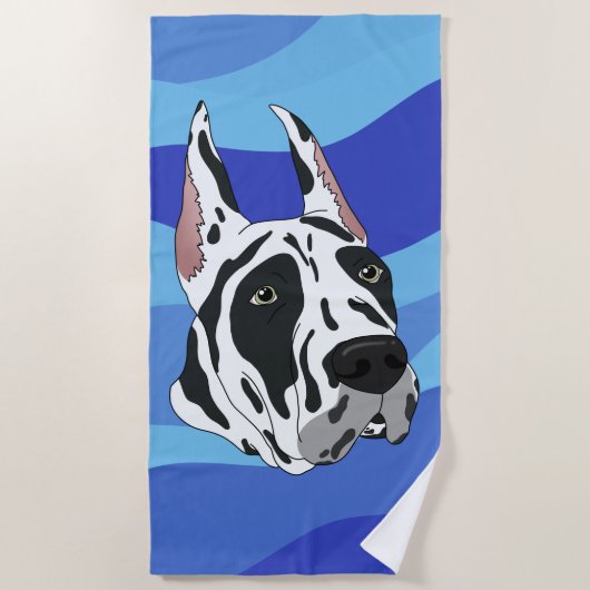 Harlequin Great Dane Strandtuch (Vorderseite)