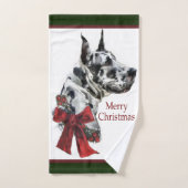 Harlequin Great Dane Weihnachten Badhandtuch Set (Handtuch)