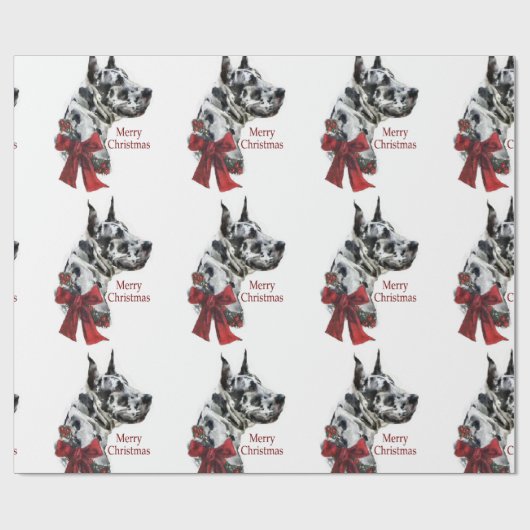 Harlequin Great Dane Weihnachten Geschenkpapier (Flach)