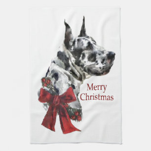 Harlequin Great Dane Weihnachten Geschirrtuch