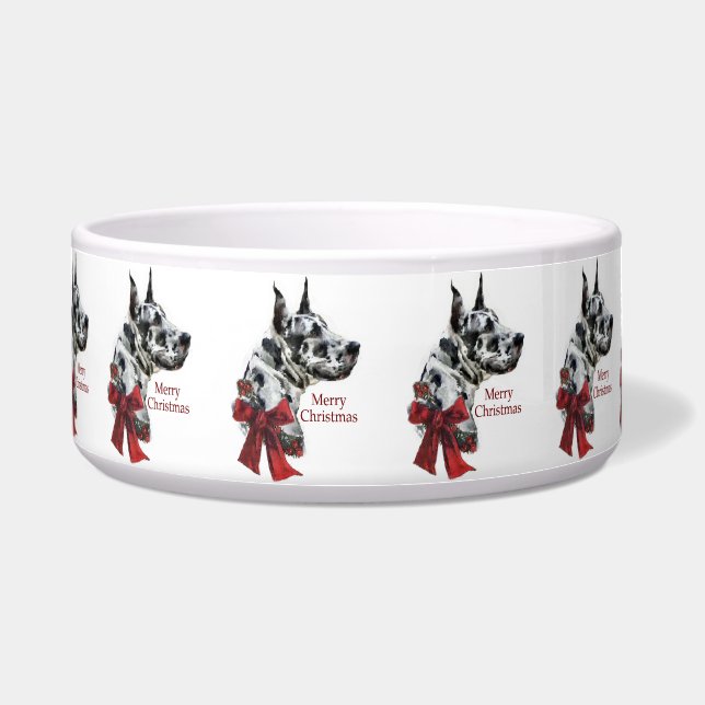 Harlequin Great Dane Weihnachten Napf (Vorderseite)
