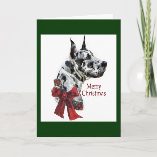 Harlequin Great Dane Weihnachtsgeschenk Feiertagskarte (Vorderseite)