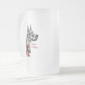 Harlequin Great Dane Weihnachtsgeschenk Mattglas Bierglas (Vorderseite Links)
