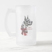 Harlequin Great Dane Weihnachtsgeschenk Mattglas Bierglas (Links)