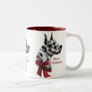 Harlequin Great Dane Weihnachtsgeschenk Zweifarbige Tasse