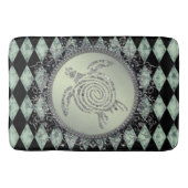 Harlequin Green und Silver Glitzer Sea Turtle Badematte (Vorderseite)