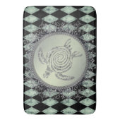 Harlequin Green und Silver Glitzer Sea Turtle Badematte (Vorderseite Vertikal)