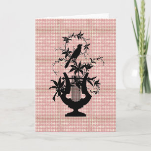 Harlequin Harfe Vogel Silhouette Grußkarte Karte