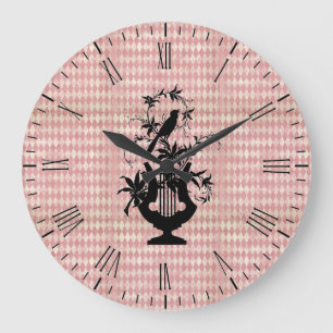 Harlequin Harfe Vogel Silhouette Wanduhr