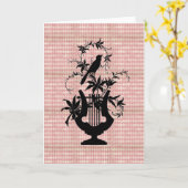 Harlequin Harp Bird Silhouette Grußkarte Karte (Gelbe Blume)