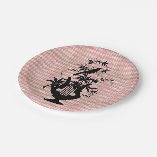 Harlequin Harp Bird Silhouette Paper Teller (Schrägansicht)