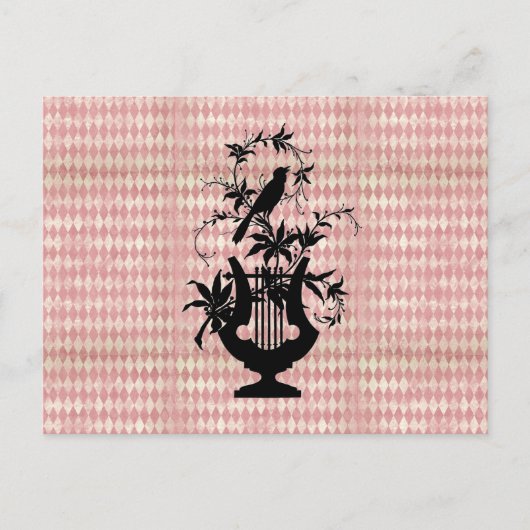 Harlequin Harp Bird Silhouette Postcard Postkarte (Vorderseite)