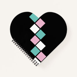 Harlequin Heart Notebook (Schwarz, Aqua & Pink) Notizblock