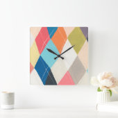 Harlequin Hopscotch - Muster der Raute Quadratische Wanduhr (Zuhause)