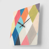 Harlequin Hopscotch - Muster der Raute Quadratische Wanduhr (Winkel)