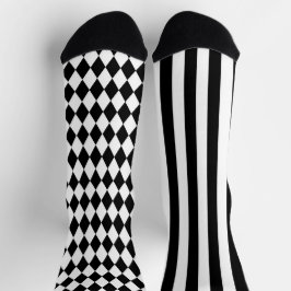 Harlequin Jester Diamonds and Stripes Gemustert Socken