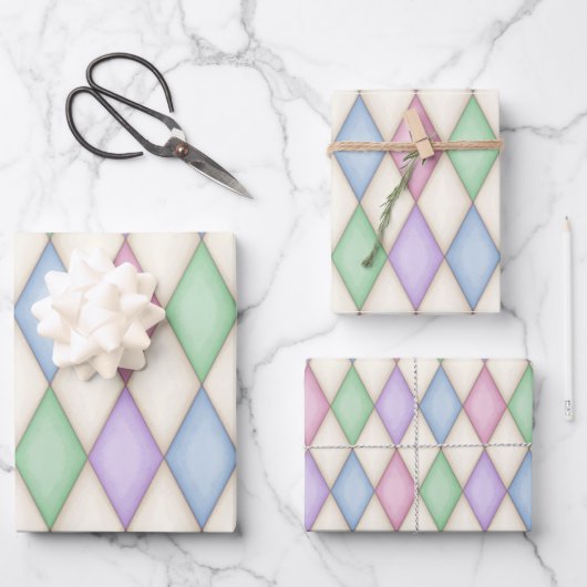 Harlequin Karo Mittelalterliche Messe Geschenkpapier Set (Vorderseite)