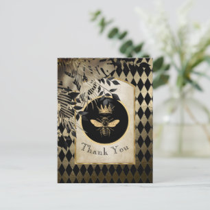 Harlequin-Königin Biene Danke Postkarte