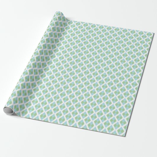 Harlequin Lattice in Green and Aqua Geschenkpapier (Ungerollt)