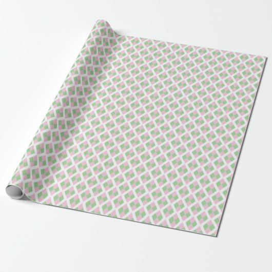 Harlequin Lattice in Pink and Green Geschenkpapier (Ungerollt)