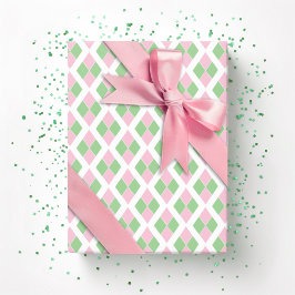 Harlequin Lattice in Pink and Green Geschenkpapier