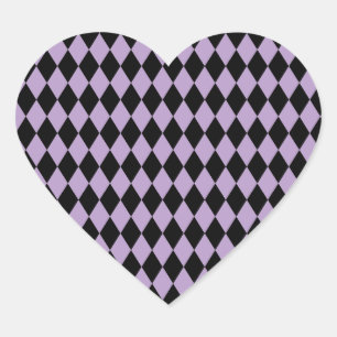 Harlequin Lilac und Black Herz-Aufkleber