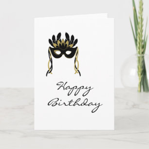 Harlequin Mask Happy Birthday Card Karte