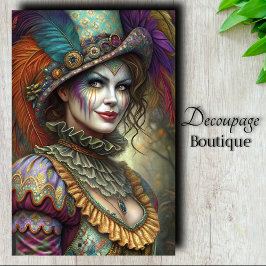 Harlequin Masquerade Clown Decoupage Seidenpapier