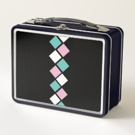 Harlequin Metal Lunchbox (Schwarz, Aqua & Pink)