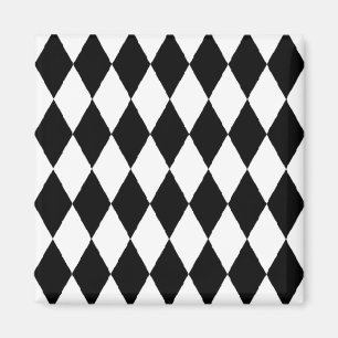 Harlequin-Muster, elegantes Schwarz-Weiß-Design Magnet