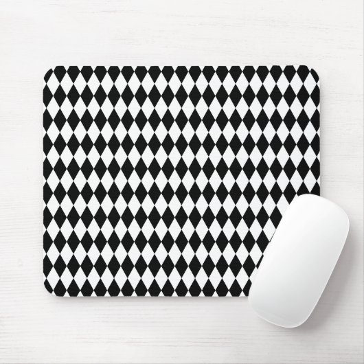 Harlequin-Muster, elegantes Schwarz-Weiß-Design Mousepad (Mit Mouse)