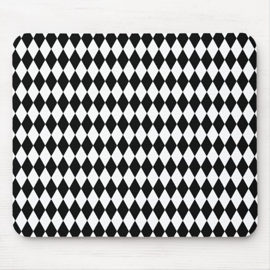 Harlequin-Muster, elegantes Schwarz-Weiß-Design Mousepad (Vorne)