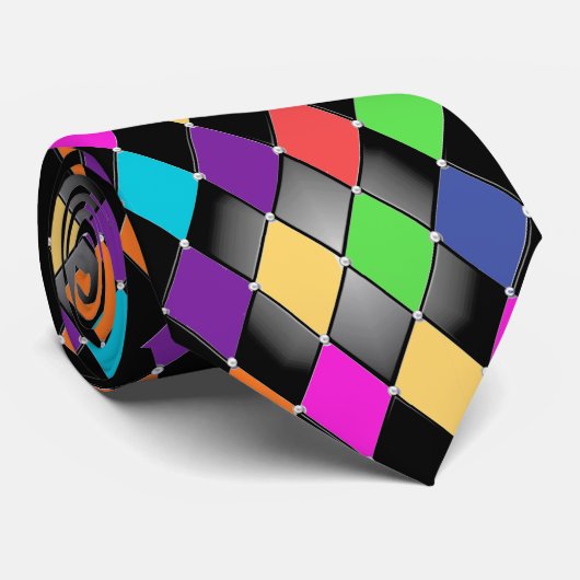 Harlequin Muster Krawatte 1 über Krawatte (Gerollt)