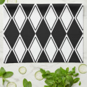 Harlequin Muster Schwarz-Weiß Küchentuch (Gefaltet)